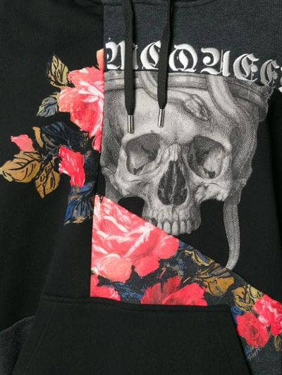 Shop Alexander Mcqueen Patchwork Skull And Roses Hoodie - Black