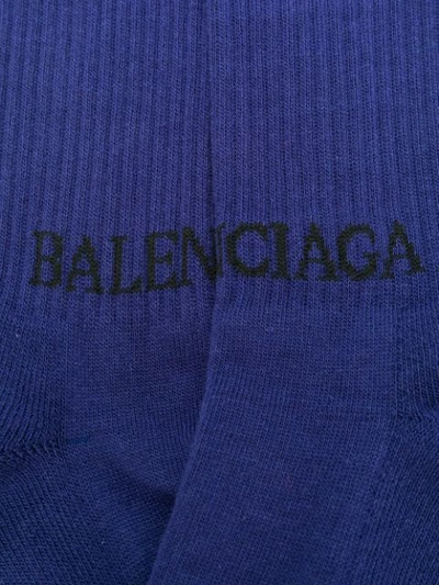 Shop Balenciaga Logo Socks In Blue