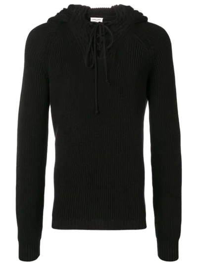 Shop Saint Laurent Hooded Jumper In Black