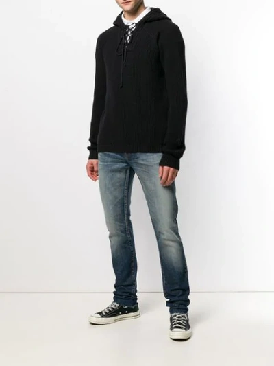 Shop Saint Laurent Hooded Jumper In Black