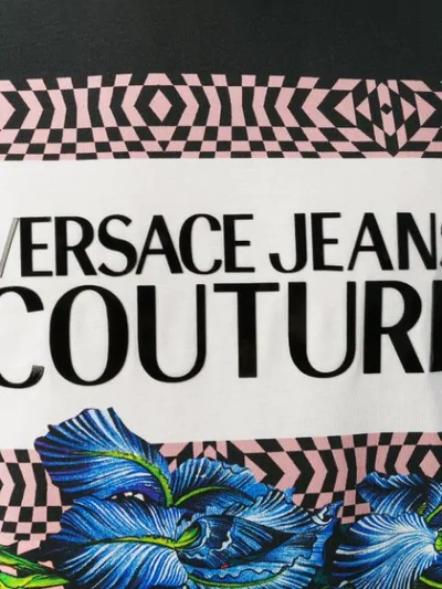 Shop Versace Jeans Couture Floral Print T-shirt In Black