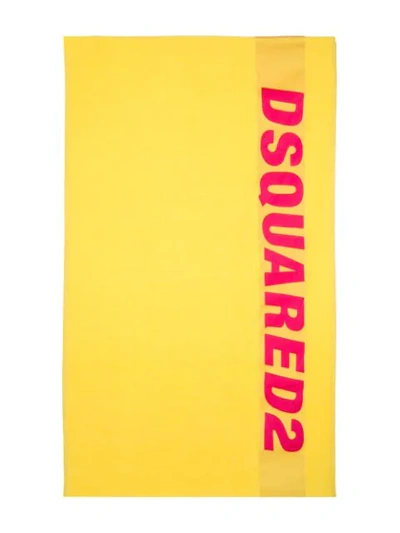 Shop Dsquared2 Logo Beach Towel In Yellow