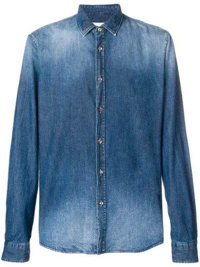Shop Dondup Stonewashed Denim Shirt In Blue