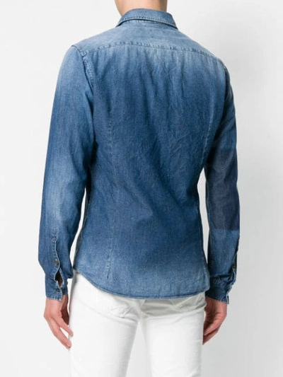 Shop Dondup Stonewashed Denim Shirt In Blue