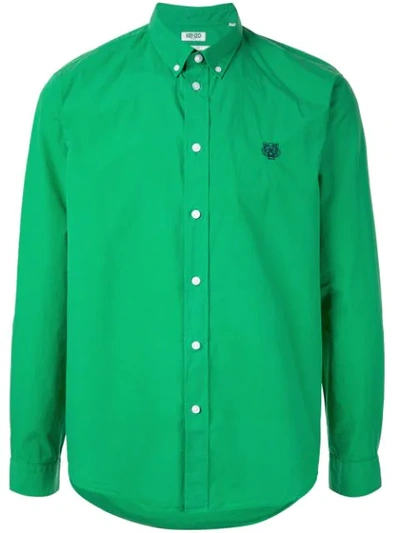 Shop Kenzo Tiger Oxford Shirt In Green