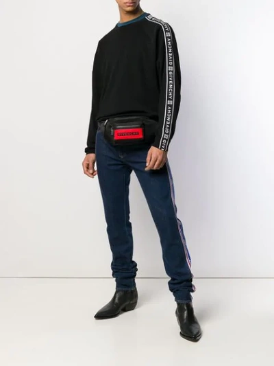 Shop Givenchy Logo Stripe Jumper In Black