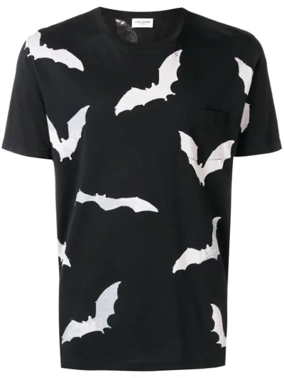 Shop Saint Laurent Bat Print T-shirt In Black