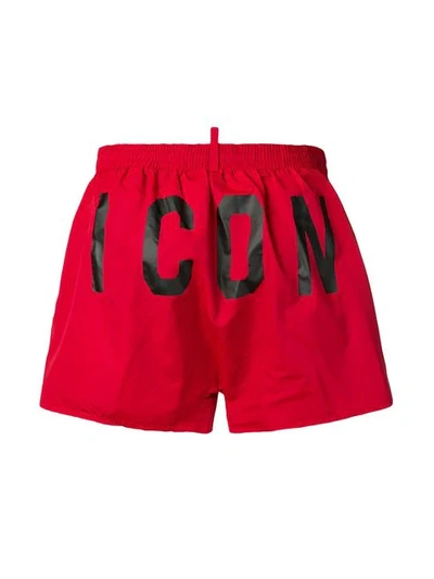 Shop Dsquared2 Icon Logo Swim Shorts In Red
