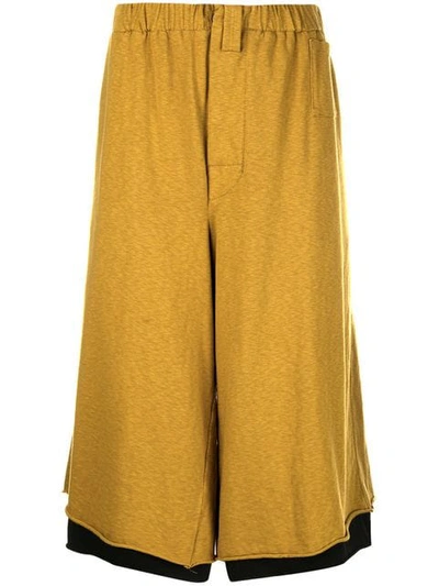Shop Marni Layered Cropped Trousers In 00y64 Sunflower