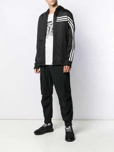 Y-3 THREE STRIPE HOODED TRACK TOP - 黑色