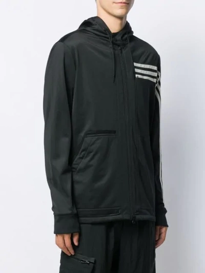 Y-3 THREE STRIPE HOODED TRACK TOP - 黑色