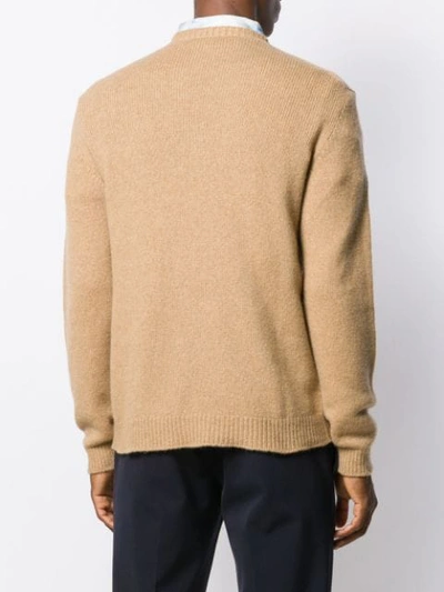 ROBERTO COLLINA LONG-SLEEVE FITTED SWEATER - 棕色