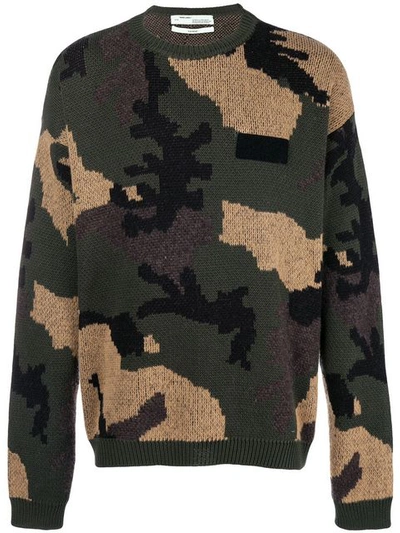 Shop Off-white Camouflage Intarsia Sweater - Multicolour
