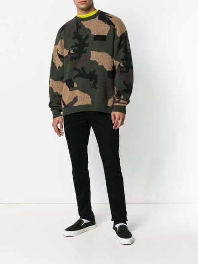 Shop Off-white Camouflage Intarsia Sweater - Multicolour