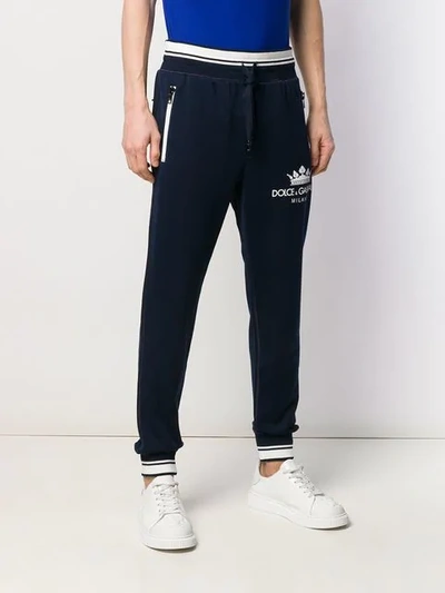 Shop Dolce & Gabbana Logo Print Track Pants In Blue