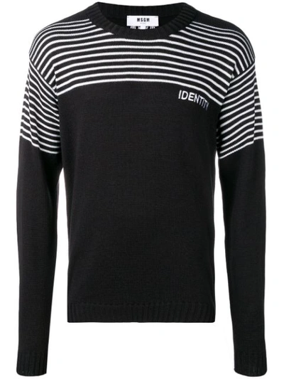 Shop Msgm Identity Knit Sweater - Black
