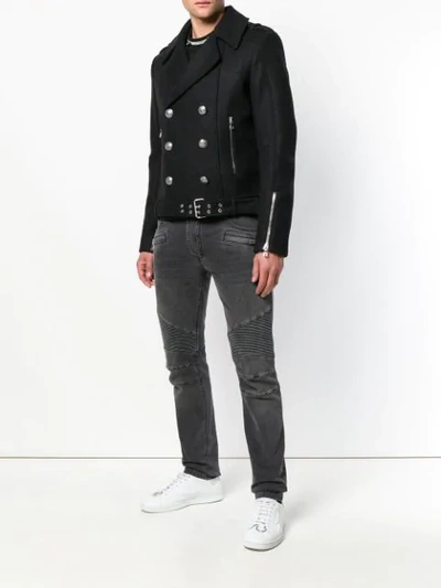 Shop Balmain Biker Jacket In Black