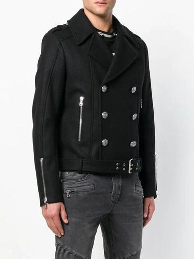 Shop Balmain Biker Jacket In Black