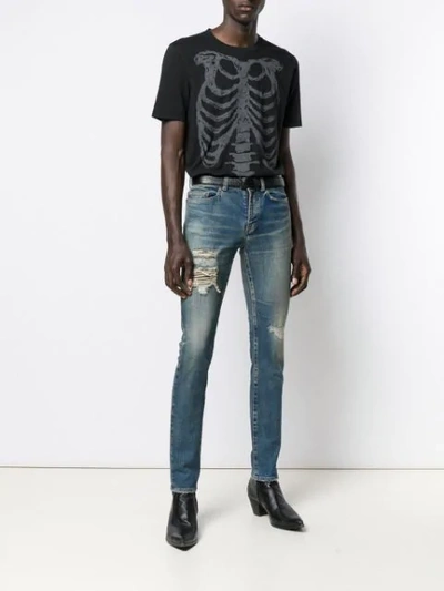 Shop Saint Laurent Rib Cage Printed T-shirt In Black