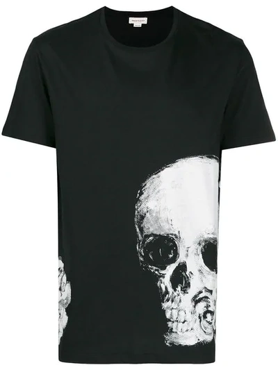Shop Alexander Mcqueen Skull Rose T-shirt In Black