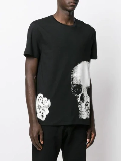 Shop Alexander Mcqueen Skull Rose T-shirt In Black