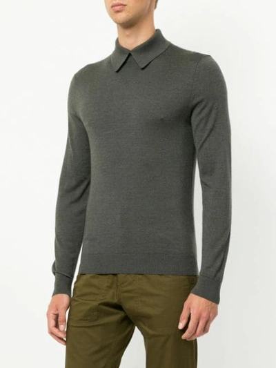 Shop Cerruti 1881 Long-sleeve Fitted Polo Top In Green