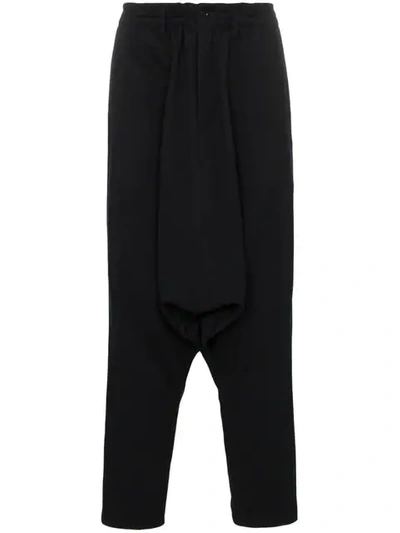 Shop Yohji Yamamoto Drop Crotch Sweatpants In Black