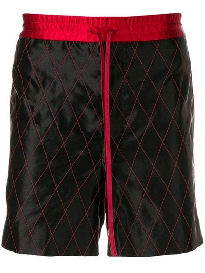 Shop Gucci Logo Tape Track Shorts In Black