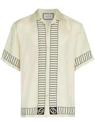 Gucci Logo Embellished Bowling Shirt In White | ModeSens