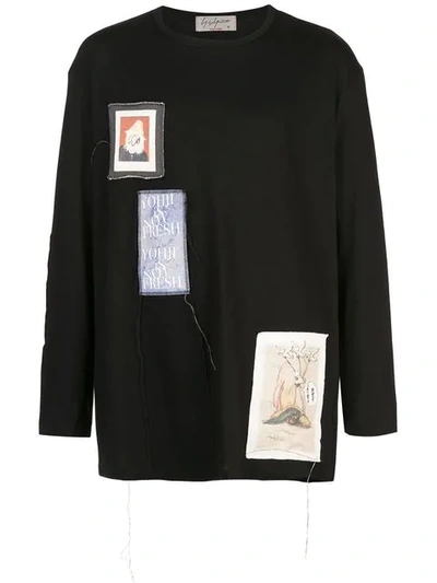 YOHJI YAMAMOTO LOOSE-FIT PATCH SWEATSHIRT - 黑色