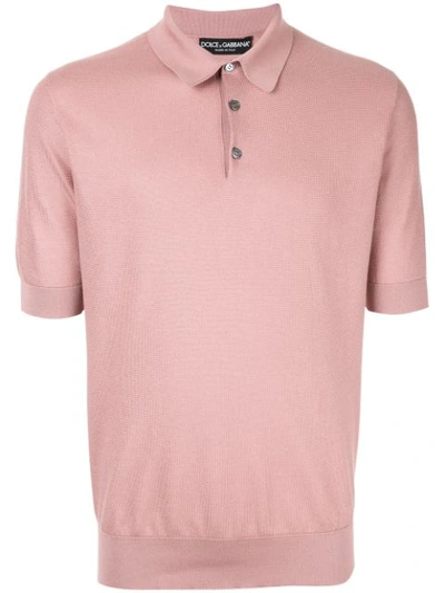 Shop Dolce & Gabbana Henley Polo Shirt In Pink