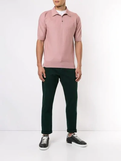 Shop Dolce & Gabbana Henley Polo Shirt In Pink