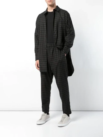 Shop Casey Casey Oversized Checked Shirt In Black