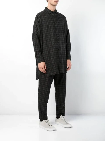 Shop Casey Casey Oversized Checked Shirt In Black