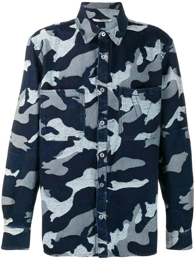 VALENTINO CAMOUFLAGE PRINT SHIRT - 蓝色