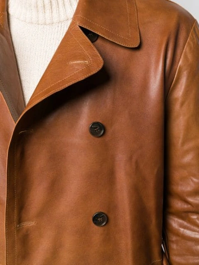 Shop Desa 1972 Belted Double-breasted Coat In Brown