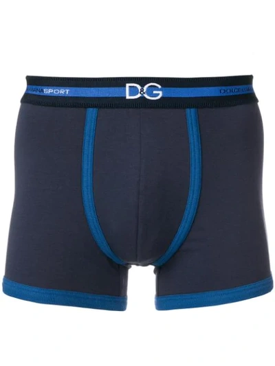 Shop Dolce & Gabbana Logo Print Waistband Boxers In Blue