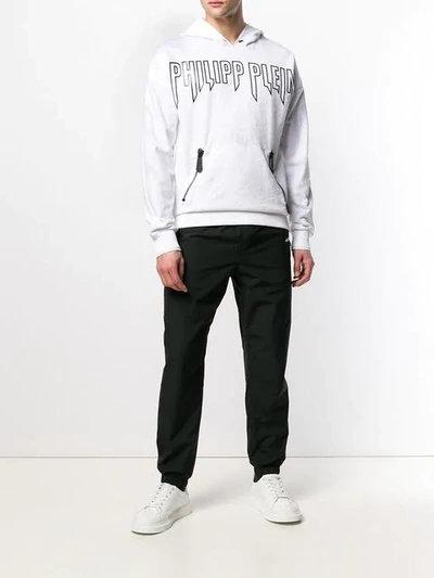 Shop Philipp Plein Zipped Pocket Hoodie In White