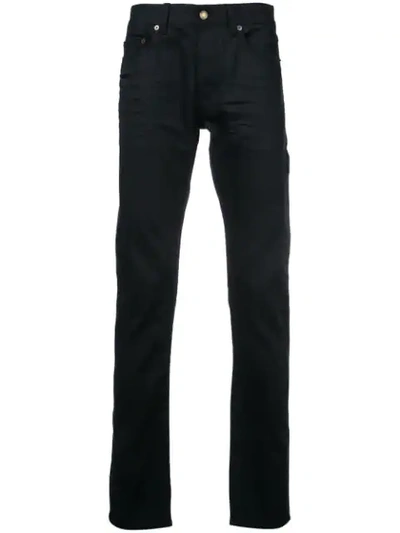 Shop Saint Laurent High Rise Straight Jeans In 1080 - Black