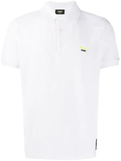 Shop Fendi Embroidered Logo Polo Shirt In White
