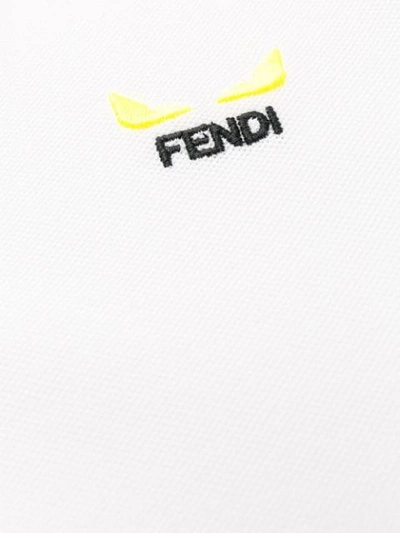 Shop Fendi Embroidered Logo Polo Shirt In White