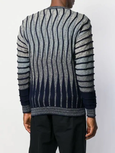 Shop Giorgio Armani Undulating Ripples Cardigan In Blue