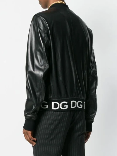 Shop Dolce & Gabbana Logo Stripe Bomber Jacket In Black