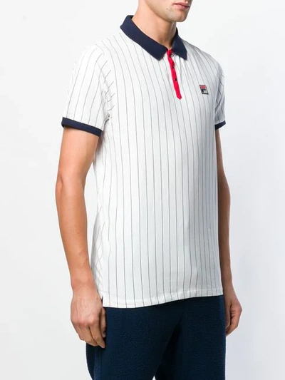 Shop Fila Bb1 Striped Polo Shirt In White