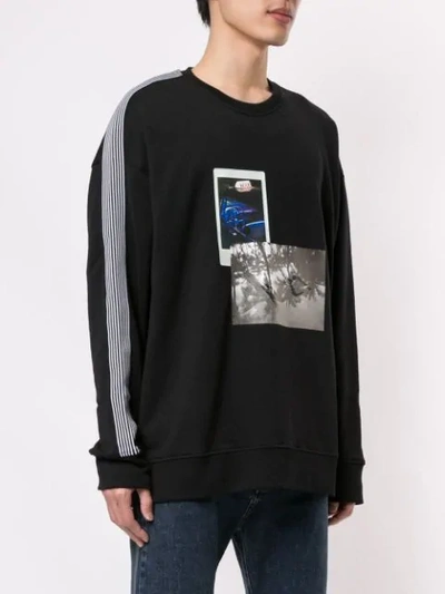 Shop N°21 Side Stripes Printed Sweatshirt In Black