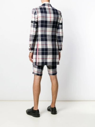 Shop Thom Browne Buffalo Tartan Chesterfield Overcoat In Blue