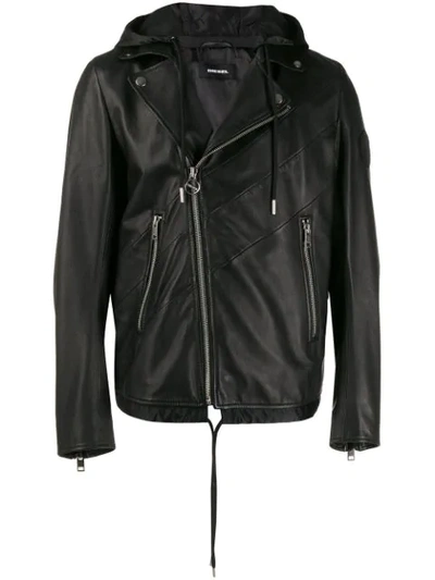 DIESEL L-SOLOVE BIKER JACKET - 黑色