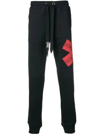 Shop Dolce & Gabbana Logo Tape Jogging Trousers In Blue