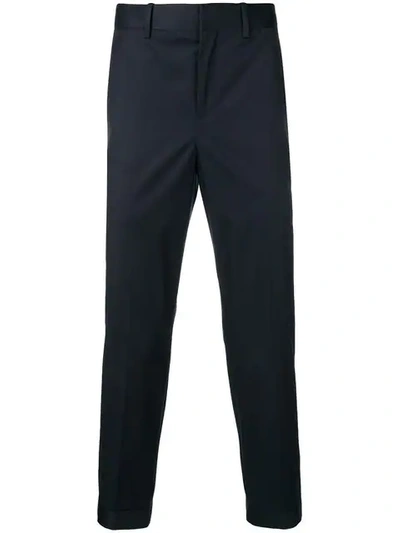Shop Neil Barrett Cropped Tapered Trousers In Blue