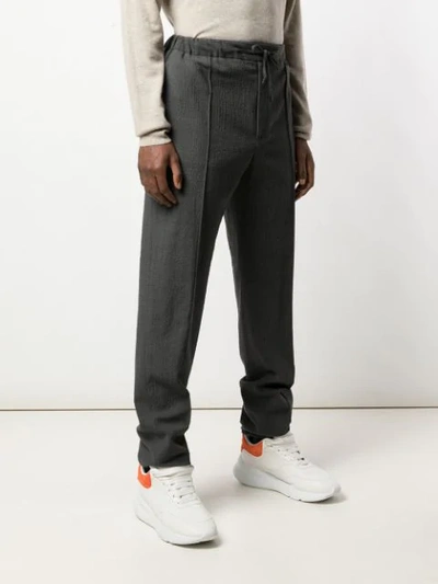 Shop Fendi Drawstring Tailored Trousers In Grey